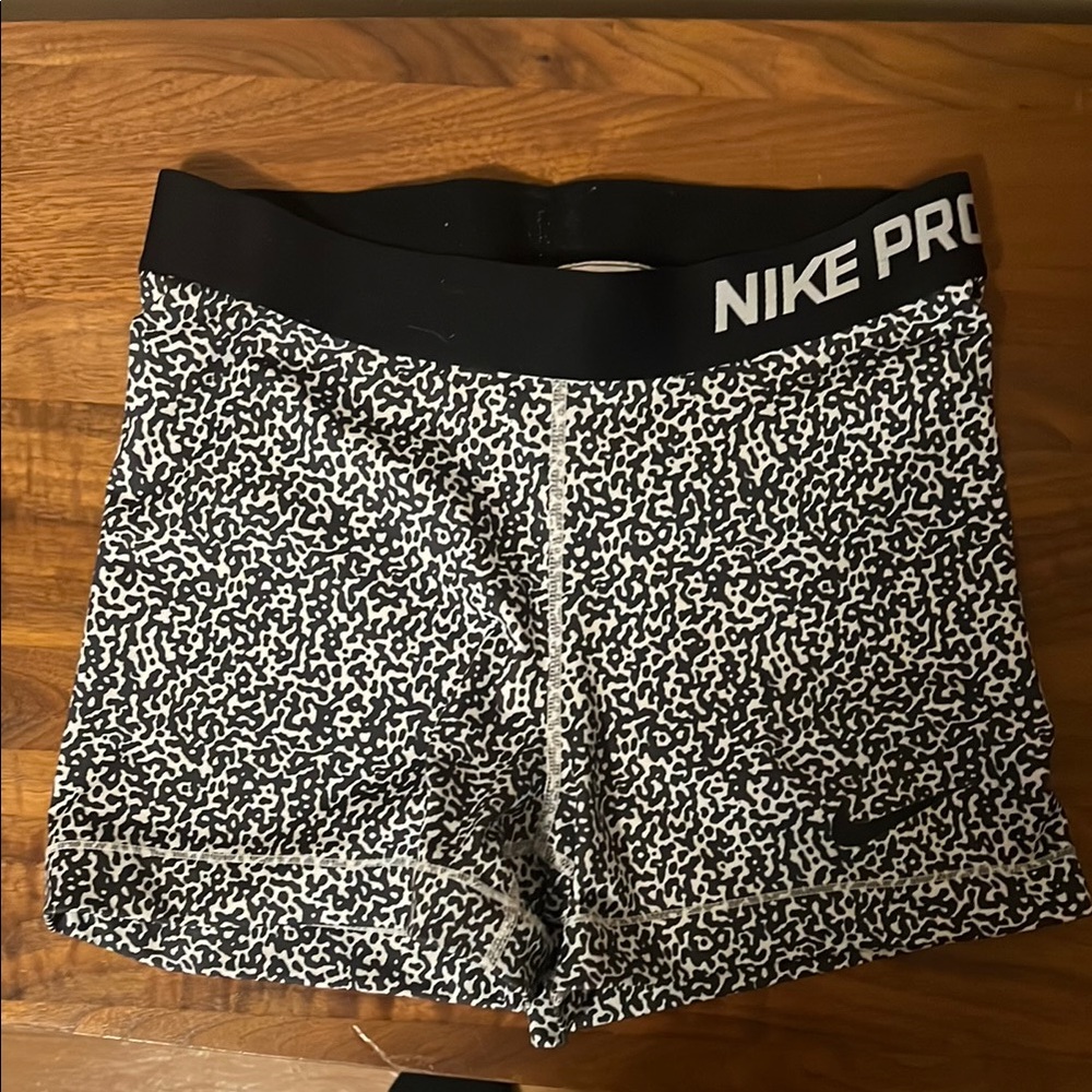 Nike Black and White Athletic Shorts with Speckled Pattern